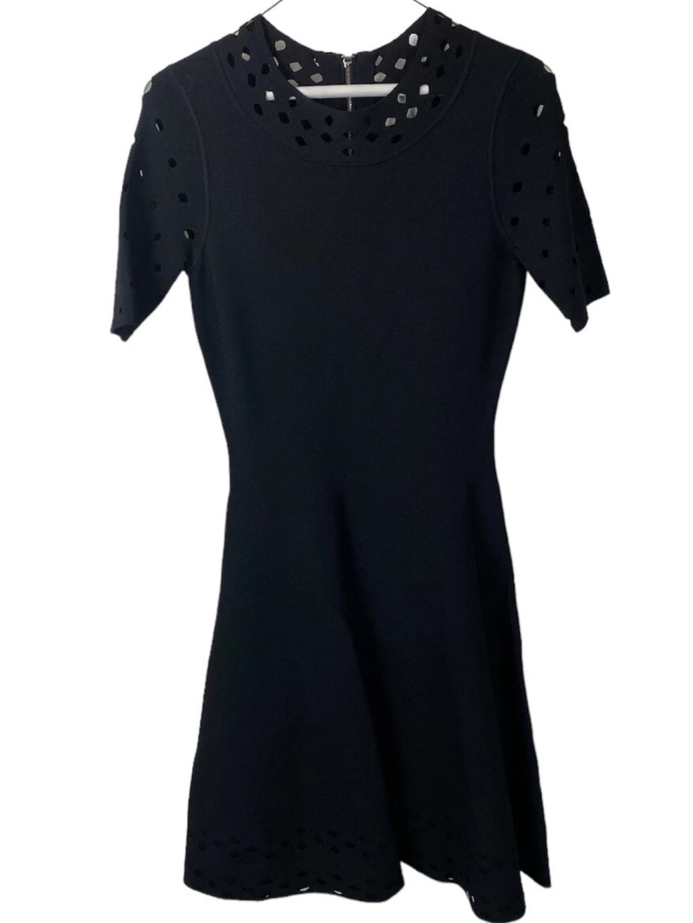 Milly Black Mini Dress with Eyelet Cutouts